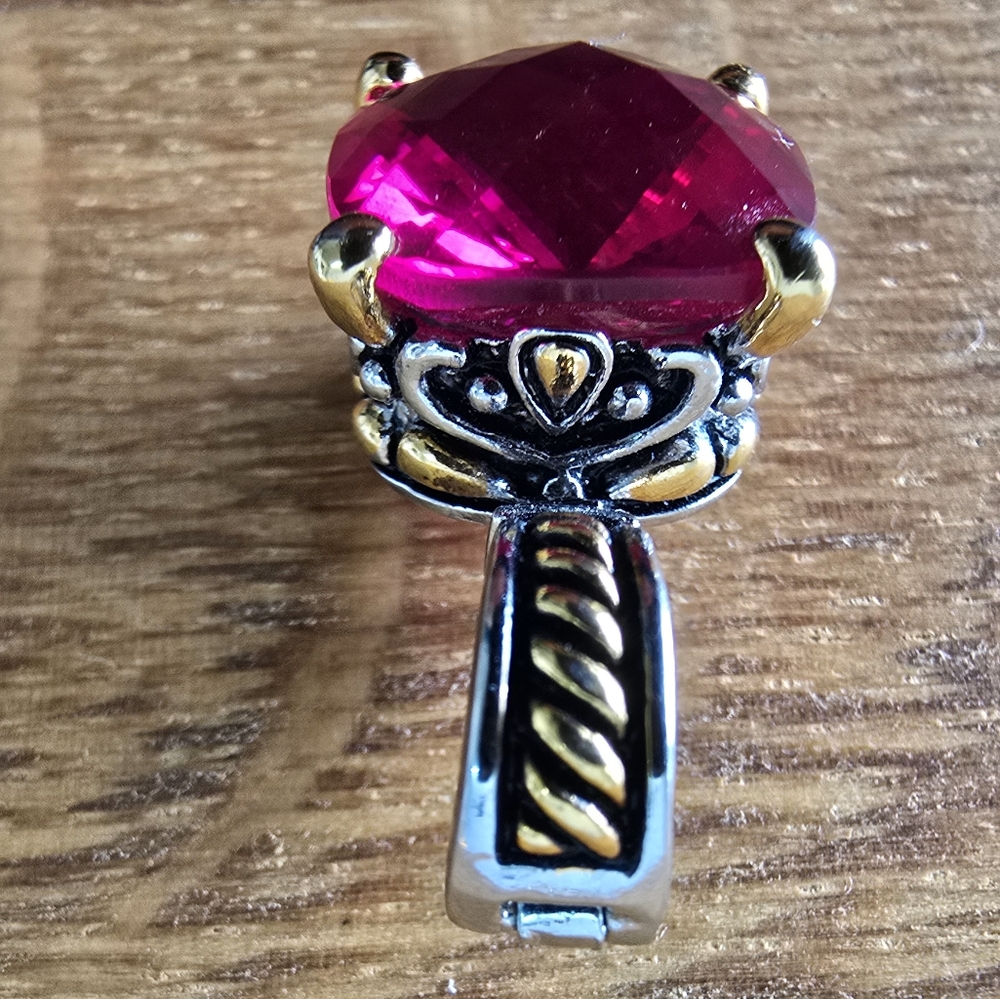 Ruby Rhinestone Pendant And Earring Set - image 7